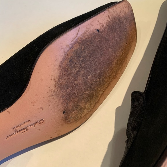 Salvatore Ferragamo Black Suede Square Toe Loafers - Picture 6 of 11